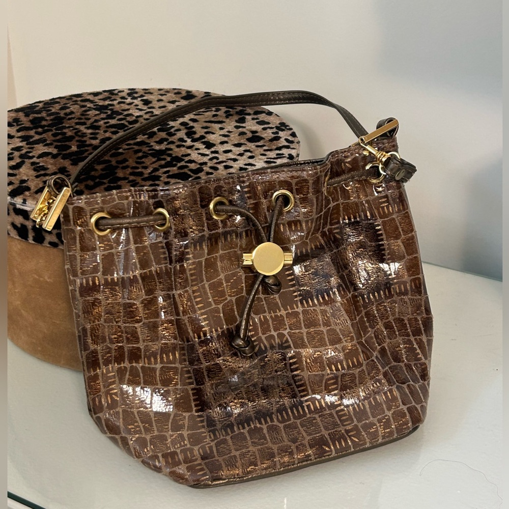 Brown Croc-Embossed Women's Bag